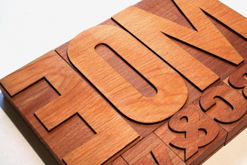 Unviers and Railroad Gothic in wood type Unviers and Railroad Gothic in wood type